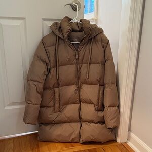 Brown Puffer Jacket with Hood